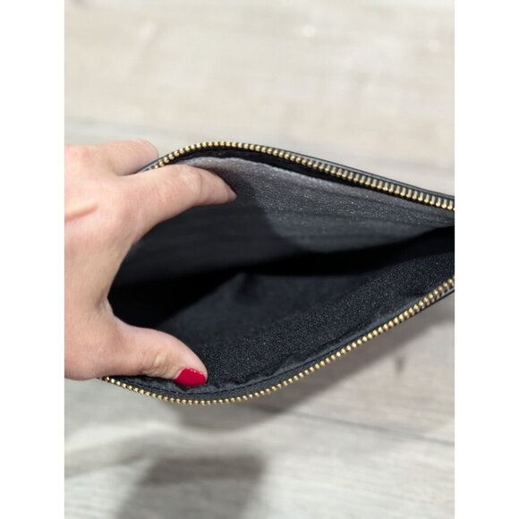 NEW White House Black Market Clutch Purse Handbag Black w Floral pattern Top Zip - Picture 6 of 16